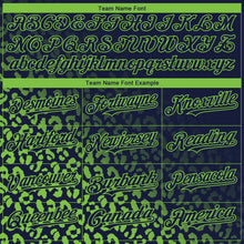 Load image into Gallery viewer, Custom Navy Neon Green 3D Pattern Design Leopard Print Fade Fashion Authentic Baseball Jersey
