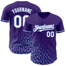 Load image into Gallery viewer, Custom Purple White-Light Blue 3D Pattern Design Leopard Print Fade Fashion Authentic Baseball Jersey
