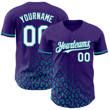 Load image into Gallery viewer, Custom Purple White-Teal 3D Pattern Design Leopard Print Fade Fashion Authentic Baseball Jersey
