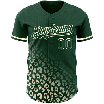Custom Green Cream 3D Pattern Design Leopard Print Fade Fashion Authentic Baseball Jersey