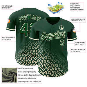 Custom Green Cream 3D Pattern Design Leopard Print Fade Fashion Authentic Baseball Jersey