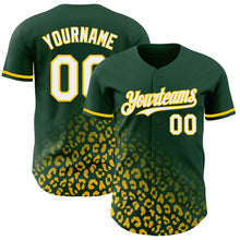Load image into Gallery viewer, Custom Green White-Yellow 3D Pattern Design Leopard Print Fade Fashion Authentic Baseball Jersey
