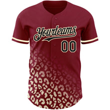 Load image into Gallery viewer, Custom Crimson Black-Cream 3D Pattern Design Leopard Print Fade Fashion Authentic Baseball Jersey
