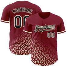 Load image into Gallery viewer, Custom Crimson Black-Cream 3D Pattern Design Leopard Print Fade Fashion Authentic Baseball Jersey
