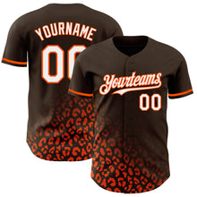 Load image into Gallery viewer, Custom Brown White-Orange 3D Pattern Design Leopard Print Fade Fashion Authentic Baseball Jersey
