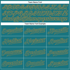 Custom Teal Teal-Old Gold Authentic Baseball Jersey