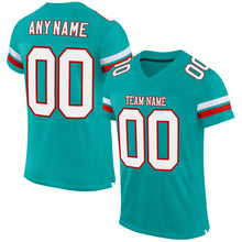 Load image into Gallery viewer, Custom Aqua White-Red Mesh Authentic Football Jersey

