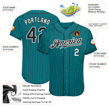Load image into Gallery viewer, Custom Teal Black Pinstripe Black-White Authentic Baseball Jersey

