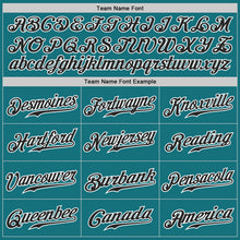 Load image into Gallery viewer, Custom Teal Black Pinstripe Black-White Authentic Baseball Jersey
