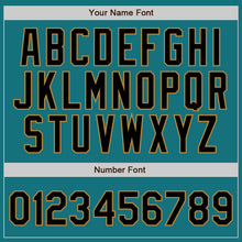 Load image into Gallery viewer, Custom Teal Black Pinstripe Black-Old Gold Authentic Baseball Jersey
