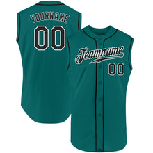 Load image into Gallery viewer, Custom Aqua Black-White Authentic Sleeveless Baseball Jersey
