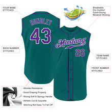 Load image into Gallery viewer, Custom Aqua Purple-White Authentic Sleeveless Baseball Jersey
