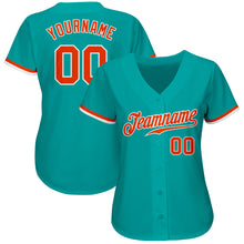 Load image into Gallery viewer, Custom Aqua Orange-White Authentic Baseball Jersey
