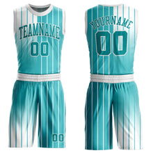 Load image into Gallery viewer, Custom Aqua Aqua-White Round Neck Sublimation Basketball Suit Jersey
