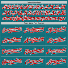 Load image into Gallery viewer, Custom Teal Red-White Authentic Baseball Jersey
