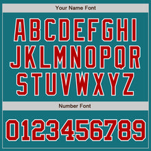 Load image into Gallery viewer, Custom Teal Red-White Authentic Baseball Jersey
