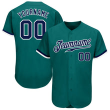 Load image into Gallery viewer, Custom Teal Navy-White Authentic Baseball Jersey
