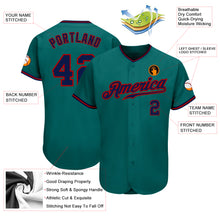 Load image into Gallery viewer, Custom Teal Navy-Red Authentic Baseball Jersey
