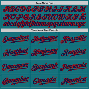 Custom Teal Navy-Red Authentic Baseball Jersey
