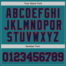 Load image into Gallery viewer, Custom Teal Navy-Red Authentic Baseball Jersey
