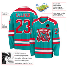 Load image into Gallery viewer, Custom Aqua Red-White Hockey Jersey

