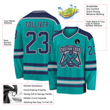 Load image into Gallery viewer, Custom Aqua Navy-Gray Hockey Jersey
