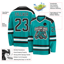 Load image into Gallery viewer, Custom Aqua Black-White Hockey Jersey
