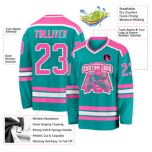 Load image into Gallery viewer, Custom Aqua Pink-White Hockey Jersey
