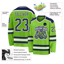 Load image into Gallery viewer, Custom Neon Green Navy-White Hockey Jersey
