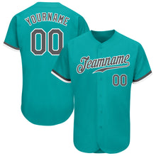 Load image into Gallery viewer, Custom Aqua Steel Gray-White Authentic Baseball Jersey
