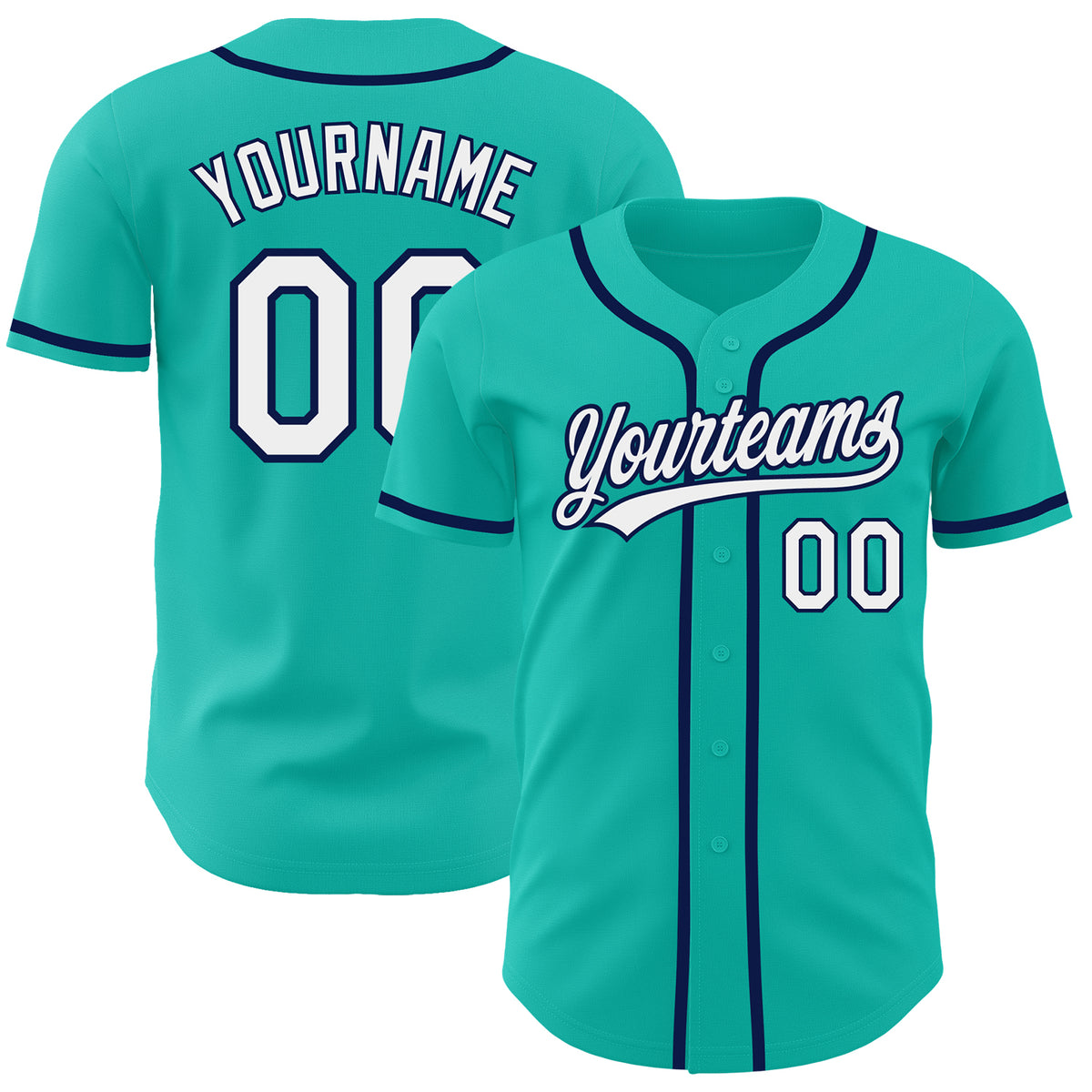 Custom Aqua WhiteNavy Authentic Baseball Jersey Sale Fcustom