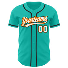Load image into Gallery viewer, Custom Aqua White Bay Orange-Black Authentic Baseball Jersey
