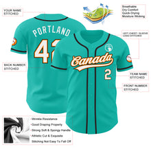 Load image into Gallery viewer, Custom Aqua White Bay Orange-Black Authentic Baseball Jersey
