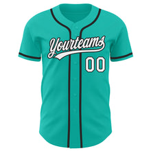 Load image into Gallery viewer, Custom Aqua White-Black Authentic Baseball Jersey
