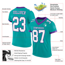 Load image into Gallery viewer, Custom Aqua White-Purple Mesh Authentic Football Jersey
