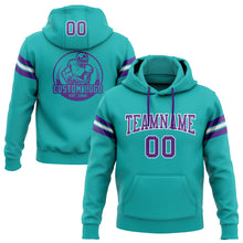 Load image into Gallery viewer, Custom Stitched Aqua Purple-White Football Pullover Sweatshirt Hoodie
