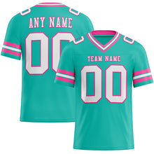 Load image into Gallery viewer, Custom Aqua White-Pink Authentic Football Jersey
