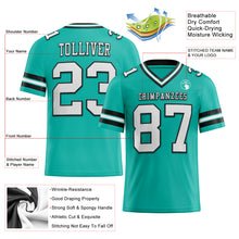 Load image into Gallery viewer, Custom Aqua White-Black Mesh Authentic Football Jersey
