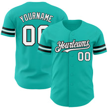 Load image into Gallery viewer, Custom Aqua White-Black Authentic Baseball Jersey
