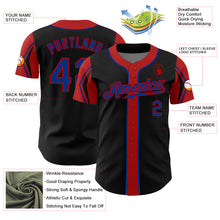 Load image into Gallery viewer, Custom Black Royal-Red 3 Colors Arm Shapes Authentic Baseball Jersey
