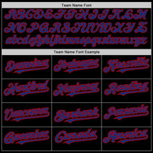 Load image into Gallery viewer, Custom Black Royal-Red 3 Colors Arm Shapes Authentic Baseball Jersey
