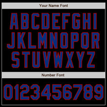 Load image into Gallery viewer, Custom Black Royal-Red 3 Colors Arm Shapes Authentic Baseball Jersey
