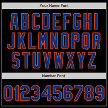 Load image into Gallery viewer, Custom Black Royal-Orange 3 Colors Arm Shapes Authentic Baseball Jersey
