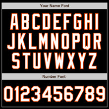 Load image into Gallery viewer, Custom Black White-Orange 3 Colors Arm Shapes Authentic Baseball Jersey
