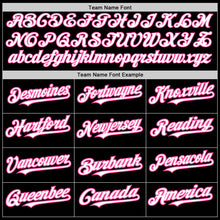 Load image into Gallery viewer, Custom Black White-Pink 3 Colors Arm Shapes Authentic Baseball Jersey
