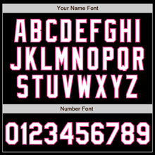 Load image into Gallery viewer, Custom Black White-Pink 3 Colors Arm Shapes Authentic Baseball Jersey
