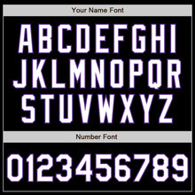 Load image into Gallery viewer, Custom Black White-Purple 3 Colors Arm Shapes Authentic Baseball Jersey
