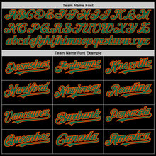 Load image into Gallery viewer, Custom Black Kelly Green-Orange 3 Colors Arm Shapes Authentic Baseball Jersey
