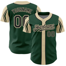 Load image into Gallery viewer, Custom Green Black-City Cream 3 Colors Arm Shapes Authentic Baseball Jersey
