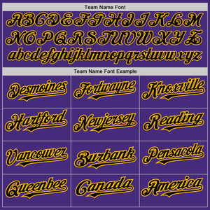Custom Purple Black-Gold 3 Colors Arm Shapes Authentic Baseball Jersey